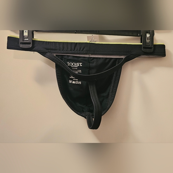 2(X)IST NWT Sliq Micro Y-Back Thong - Black with Yellow Trim - Small Size 28-30 - Picture 3 of 9